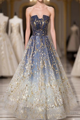 Unique Tulle Lace Long Semi Formal Prom Dress, Tulle Lace Semi Formal Prom Dress, 2